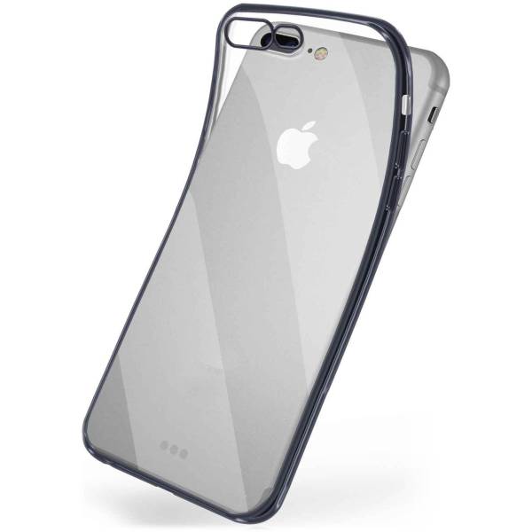moex Chrome Case für iPhone 8 Plus – Handy Bumper mit Chrom Rand – Transparente Hülle
