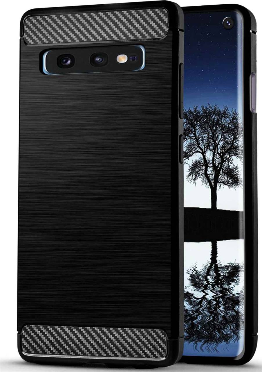 ONEFLOW Shift Case für Samsung Galaxy S10e – Handyhülle aus robustem TPU in Carbon- & brushed Alu-Optik