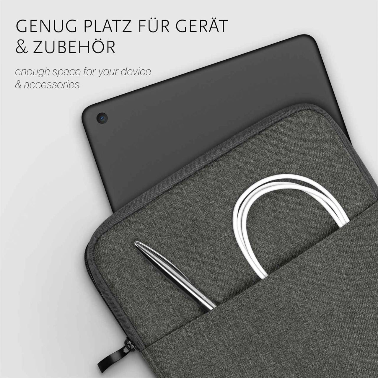 moex Dash Case für Apple iPad Air (2. Generation - 2014) – Sleeve Tablet Tasche mit Zubehörfach und Reißverschluss