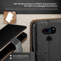 moex Book Case für LG V30S Plus ThinQ – Klapphülle aus PU Leder mit Kartenfach, Komplett Schutz