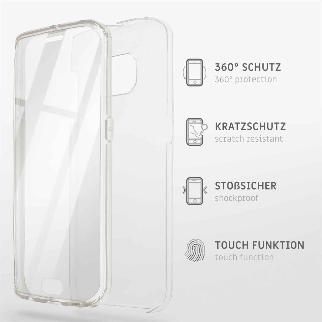 ONEFLOW Touch Case für Samsung Galaxy S7 Edge – 360 Grad Full Body Schutz, komplett beidseitige Hülle