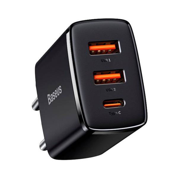 Baseus Netzteil – 2x USB-A + 1x USB-C Ladegerät für Smartphones und andere Geräte, Compact Serie, 30W