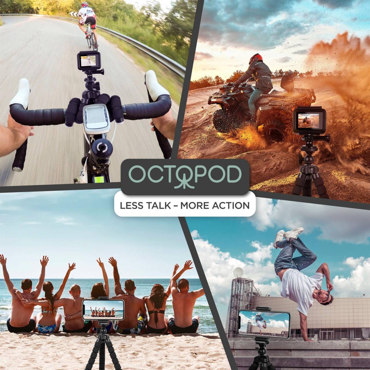 ONEFLOW Octopod – Mini Tripod mit 1/4 Zoll Gewinde – Als Handy Stativ, für Action Cams oder für Beamer bis 1,6 kg