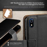 moex Book Case für Xiaomi Redmi 7A – Klapphülle aus PU Leder mit Kartenfach, Komplett Schutz