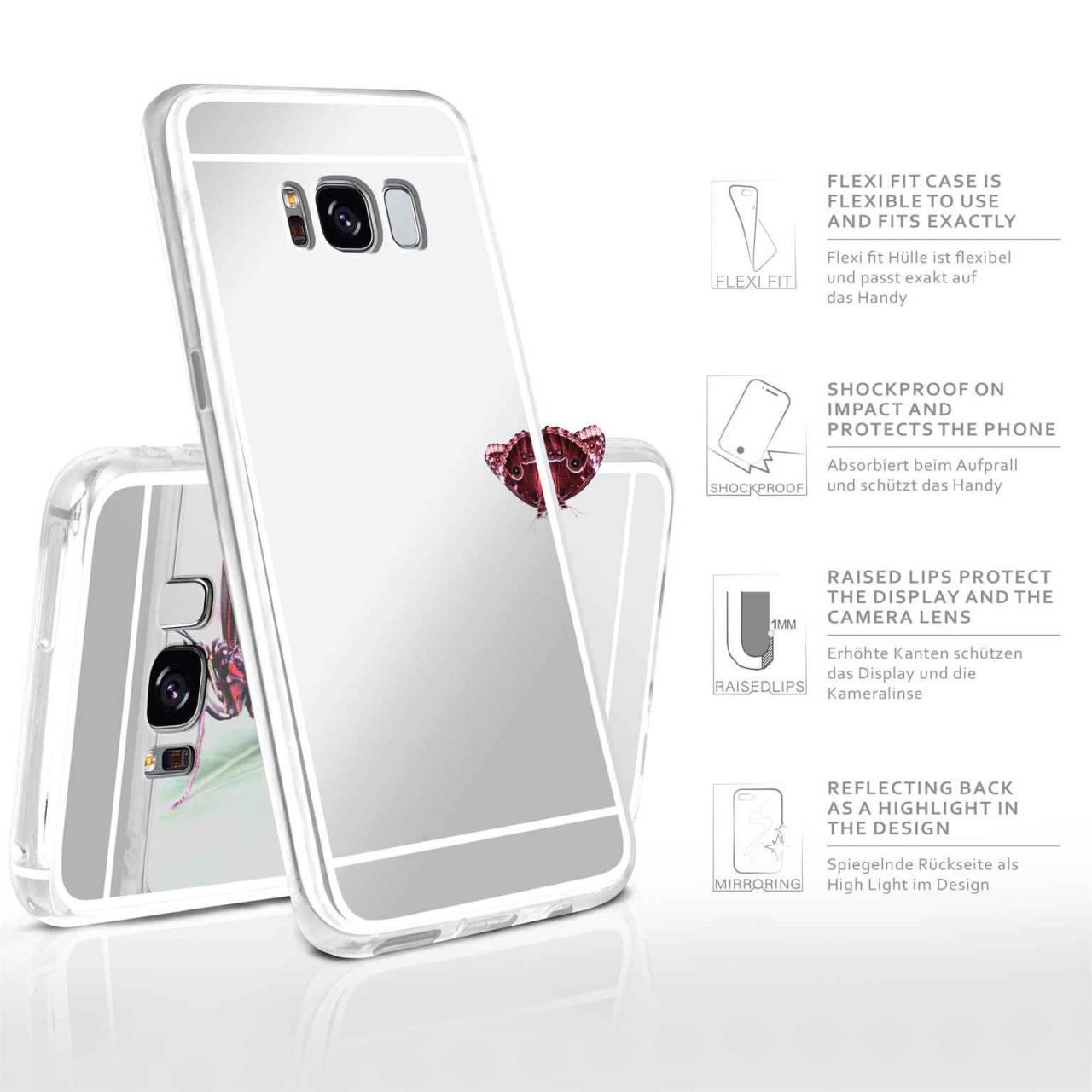 moex Mirror Case für Samsung Galaxy S8 Plus – Handyhülle aus Silikon mit Spiegel auf der Rückseite