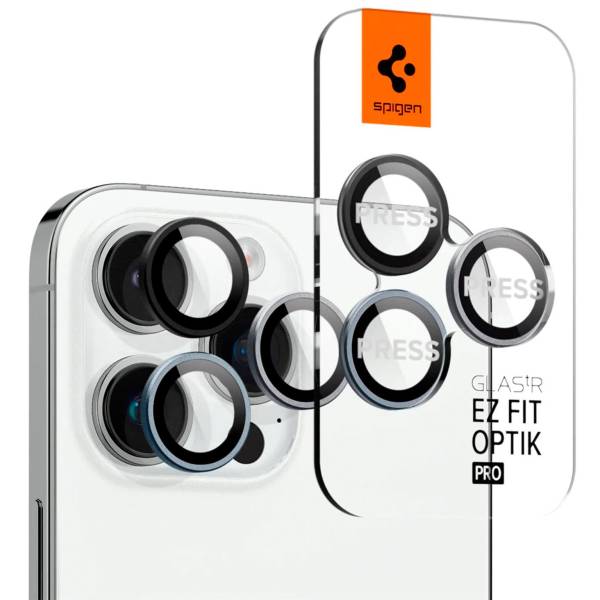 Spigen Glas.tR Optik für iPhone 15 Pro, iPhone 15 Pro Max, iPhone 14 Pro & iPhone 14 Pro Max – 2x gehärtete Glas Folien für die Kamera