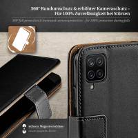 moex Book Case für Samsung Galaxy A12 – Klapphülle aus PU Leder mit Kartenfach, Komplett Schutz