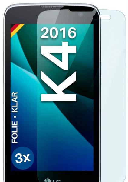 moex FlexProtect Klar für LG K4 (2016) – Schutzfolie für unsichtbaren Displayschutz, Ultra klar