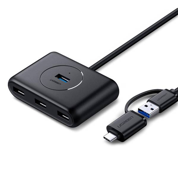 Ugreen USB-Hub CR113 – USB-C und USB-A auf 4x USB-A 3.0, 1 Meter Kabel, Hochgeschwindigkeits-Verbindung