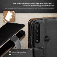 moex Book Case für Motorola Moto G8 Plus – Klapphülle aus PU Leder mit Kartenfach, Komplett Schutz