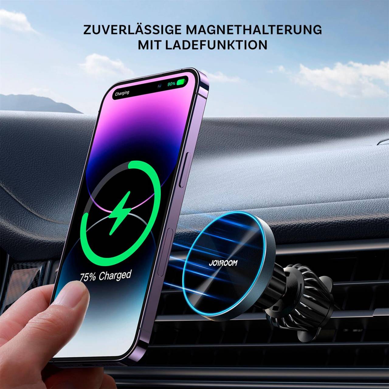 Joyroom Magnetischer Autohalter Qi Charger 15W – Wireless Car Docking Station für iPhone 1-16, JR-ZS240 Pro