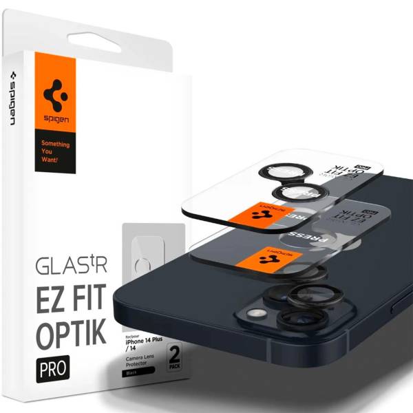 Spigen Glas.tR EZ Fit Optik Pro für iPhone 14 & iPhone 14 Plus – Hartglasabdeckung für Smartphone Kamera