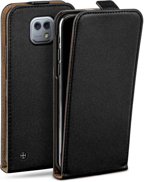 moex Flip Case für LG X Cam – PU Lederhülle mit 360 Grad Schutz, klappbar