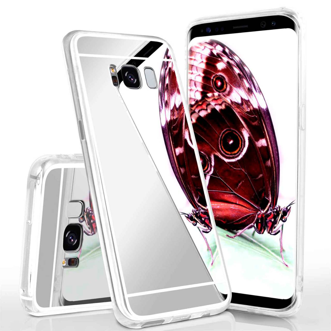moex Mirror Case für Samsung Galaxy S8 Plus – Handyhülle aus Silikon mit Spiegel auf der Rückseite