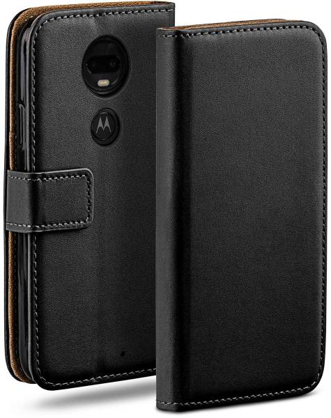 moex Book Case für Motorola Moto G7 – Klapphülle aus PU Leder mit Kartenfach, Komplett Schutz