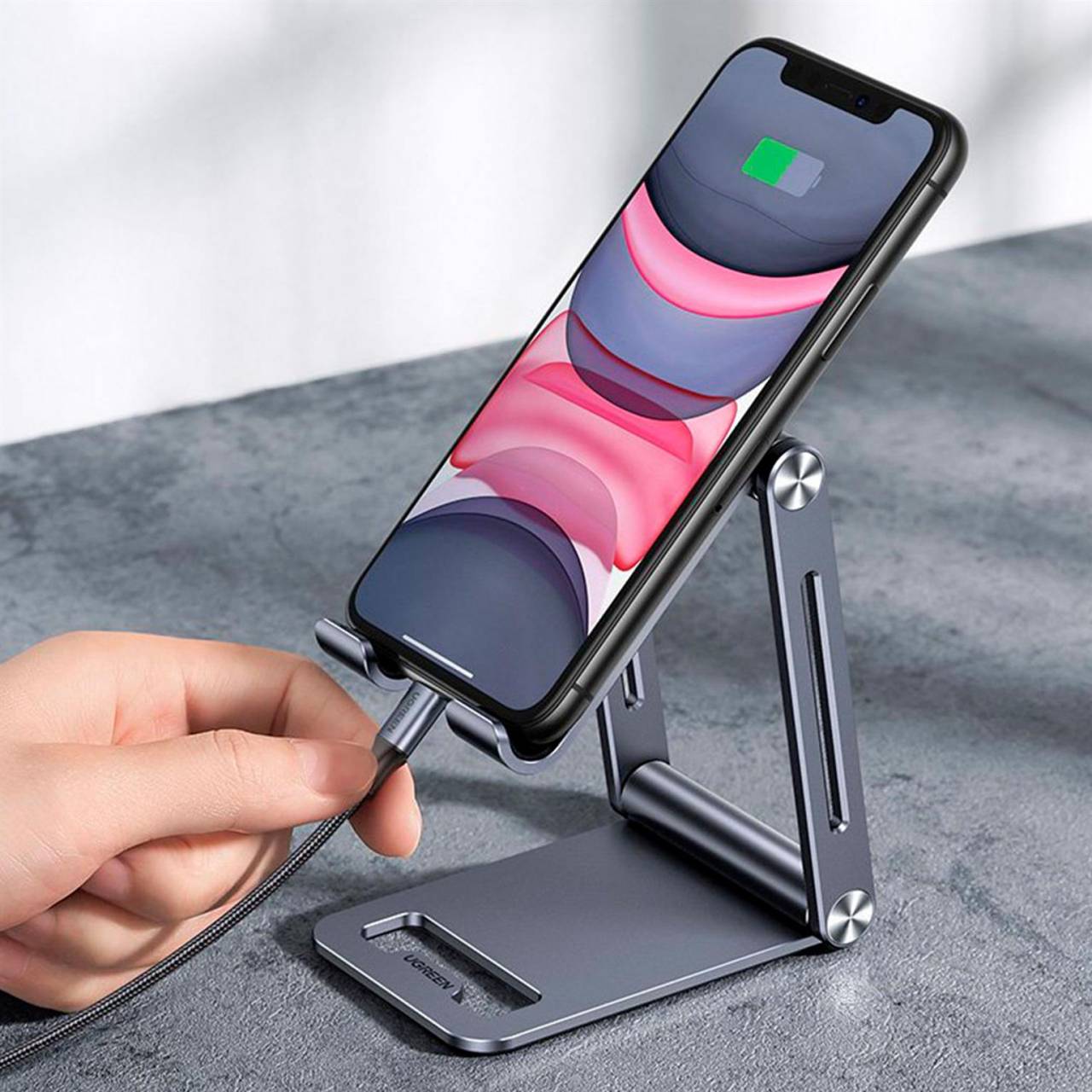 UGREEN Klappbare Smartphone Halterung Metall – Stabiler Telefonhalter, Vielseitige Anwendungsmöglichkeiten