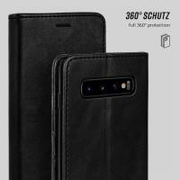 moex Casual Case für Samsung Galaxy S10 Plus – 360 Grad Schutz Booklet, PU Lederhülle mit Kartenfach