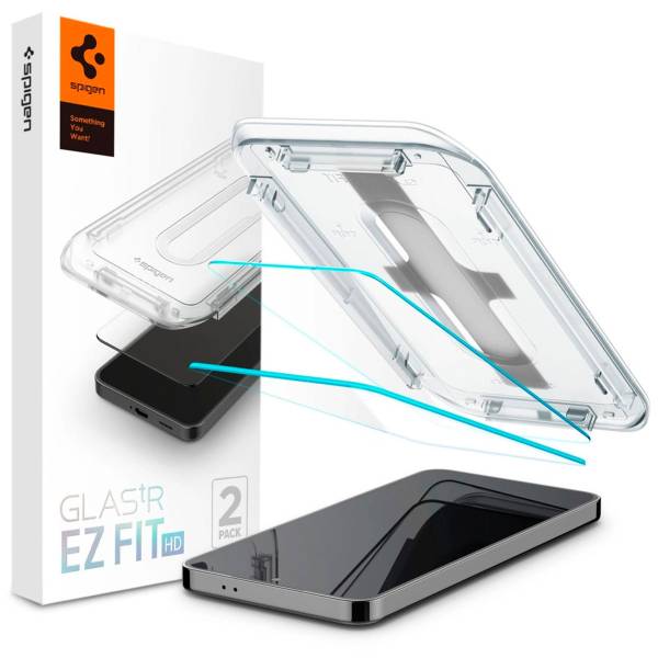 Spigen Glas.tR EZ Fit für Samsung Galaxy S24 – 2x gehärtete Glas Folien inklusive Montagerahmen