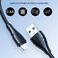 Joyroom Ladekabel – USB A auf Lightning für iPhone und iPad, Schnellladekabel Surpass Serie, Nylon, Länge 0,25m