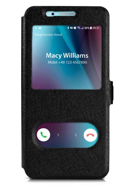 moex Comfort Case für Samsung Galaxy A7 (2017) – Klapphülle mit Fenster, ultra dünnes Flip Case