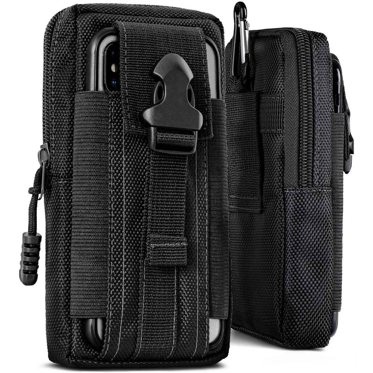 ONEFLOW Survival Case für Apple iPhone 12 – Handy Gürteltasche aus Oxford Nylon mit Karabiner