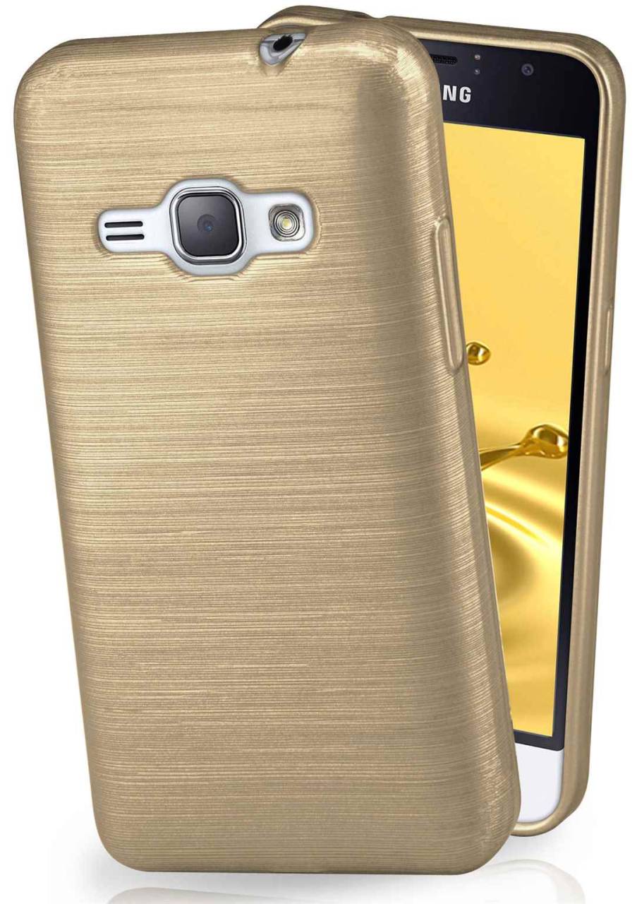 moex Brushed Case für Samsung Galaxy J1 (2016) – Silikon Handyhülle, Backcover in Aluminium Optik