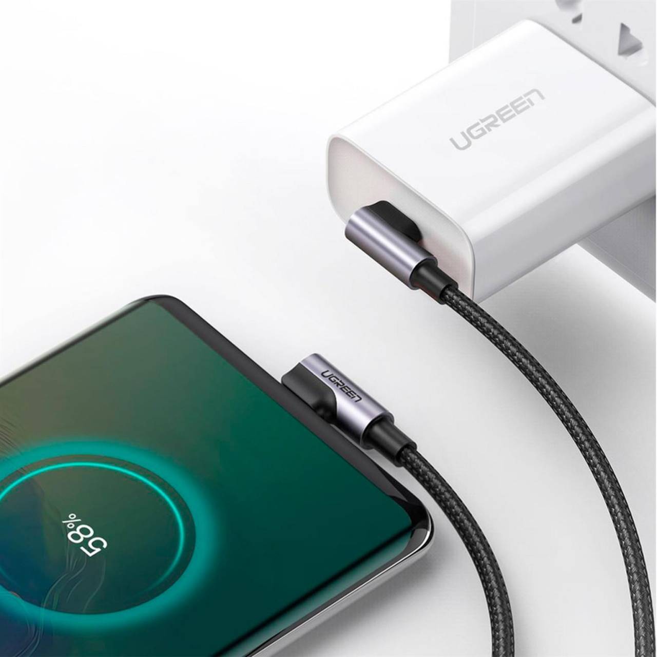 Ugreen Ladekabel – USB-C auf USB-C für Smartphones und anderes, 90 Grad Winkel beidseitig, 60W, 2 m