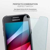 moex ShockProtect Klar für Samsung Galaxy J1 (2015) – Panzerglas für kratzfesten Displayschutz, Ultra klar