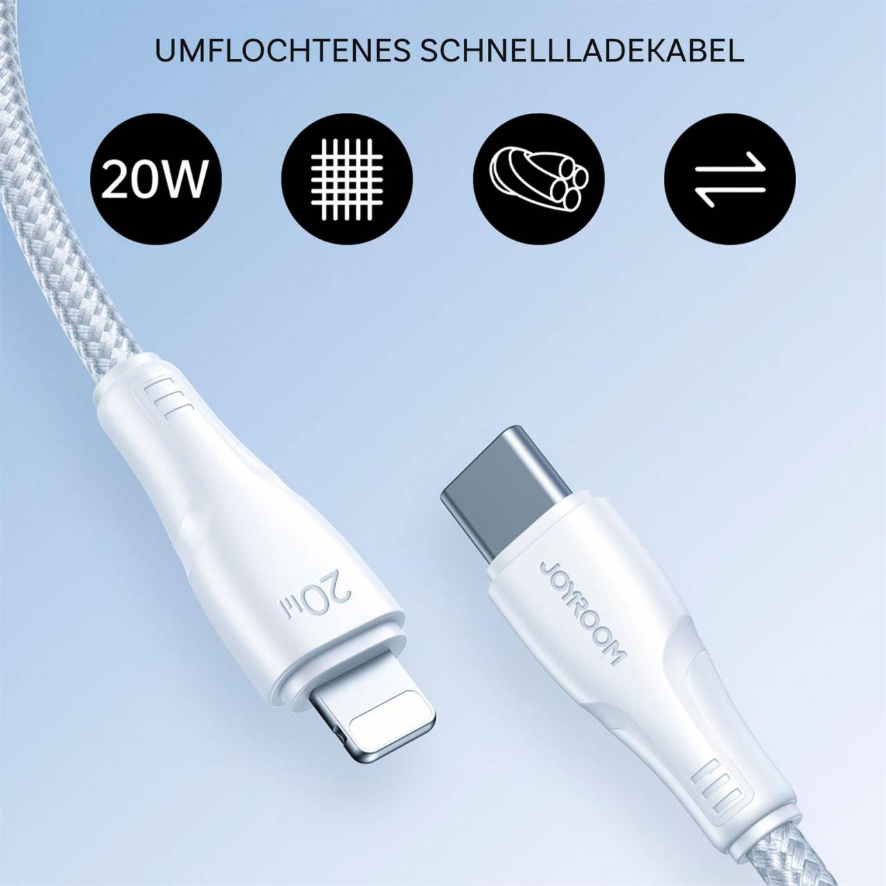 Joyroom Ladekabel – USB C auf Lightning für iPhone und iPad, Schnellladekabel Surpass Serie, Nylon, Länge 1,2 m