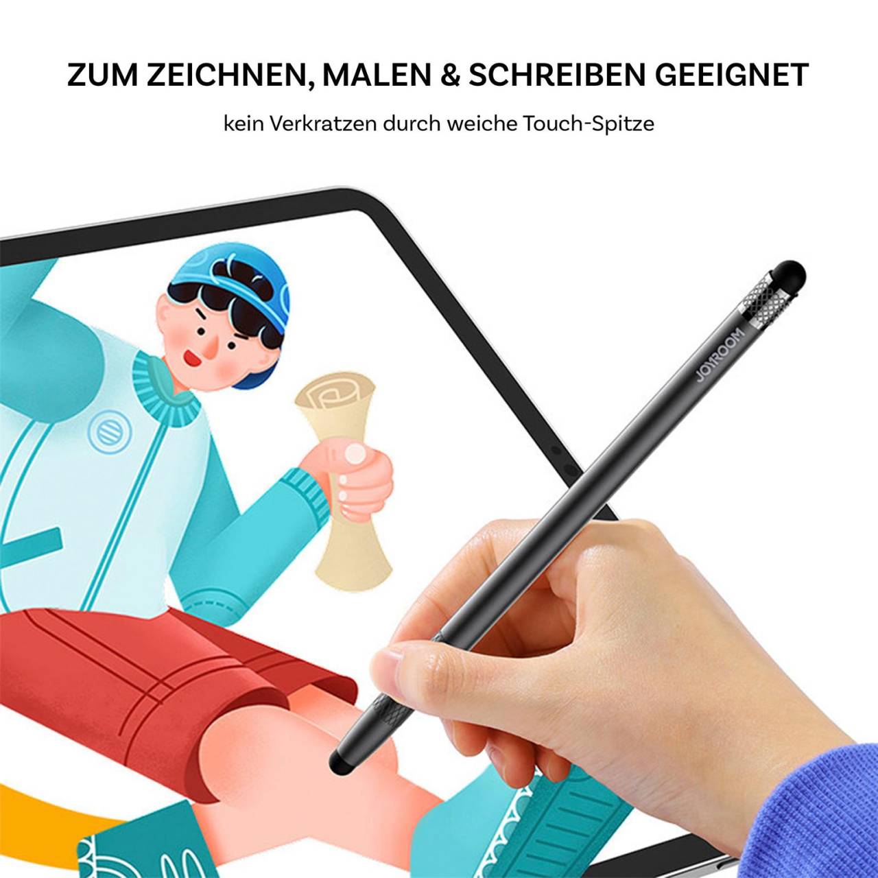 Joyroom Passiver Stylus für Tablet und Smartphone – Stylus Pen, Stift für Touchscreen, austauschbare Spitze