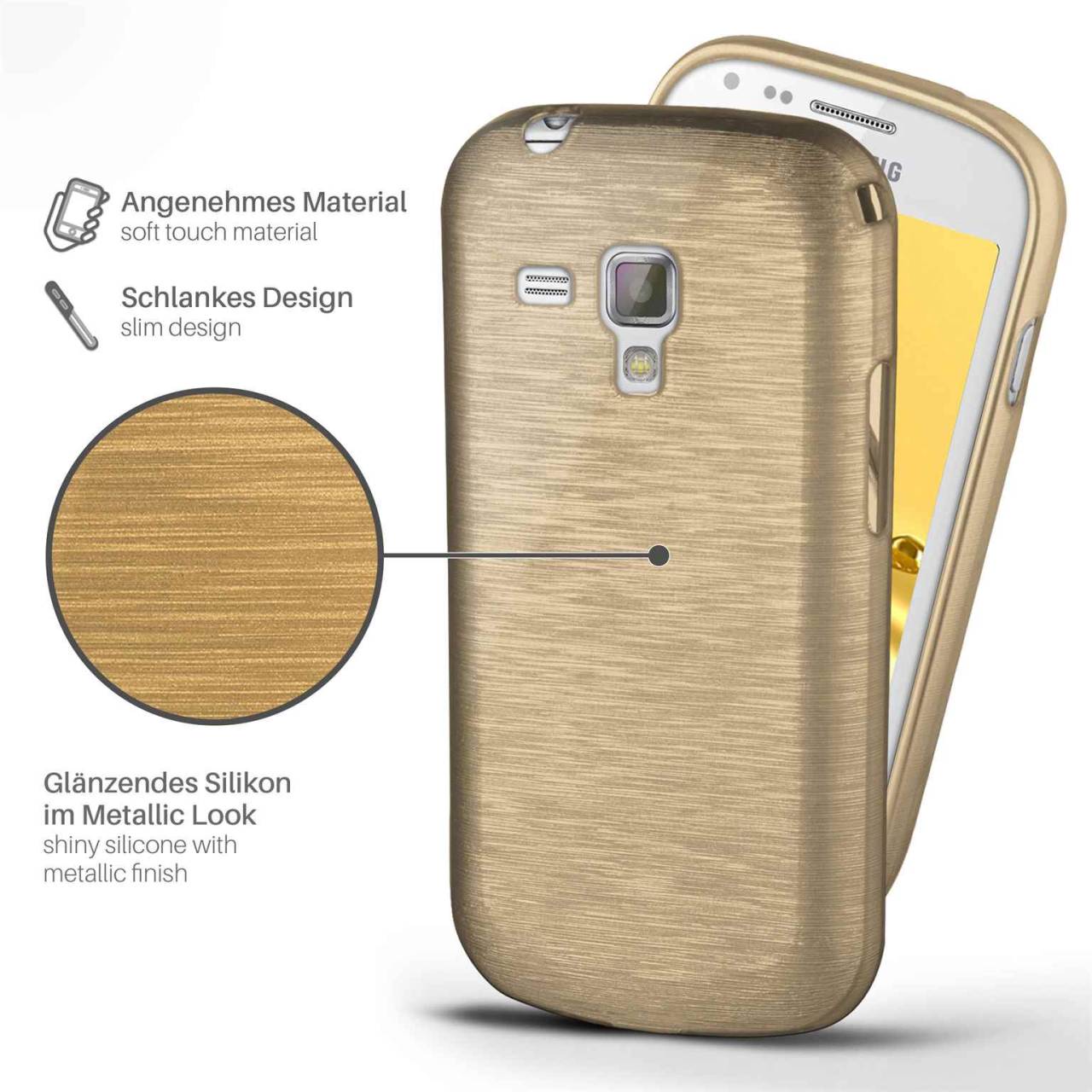 moex Brushed Case für Samsung Galaxy S Duos 2 – Silikon Handyhülle, Backcover in Aluminium Optik