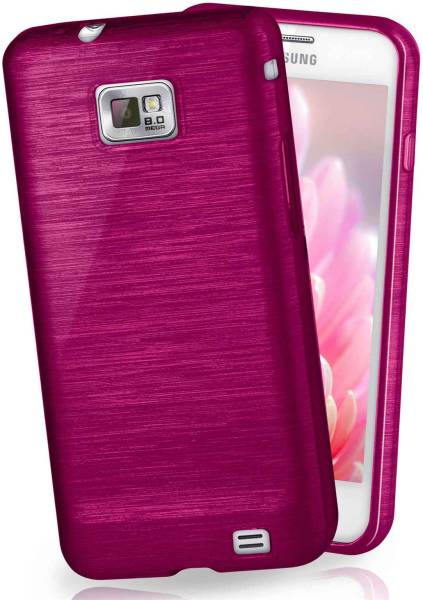 moex Brushed Case für Samsung Galaxy S2 – Silikon Handyhülle, Backcover in Aluminium Optik