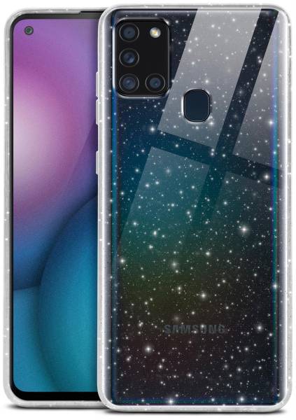 moex® Sparky Case für Samsung Galaxy A21s – Stylische Glitzer Hülle, ultra slim Handyhülle, durchsichtig