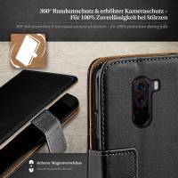 moex Book Case für Xiaomi Pocophone F1 – Klapphülle aus PU Leder mit Kartenfach, Komplett Schutz