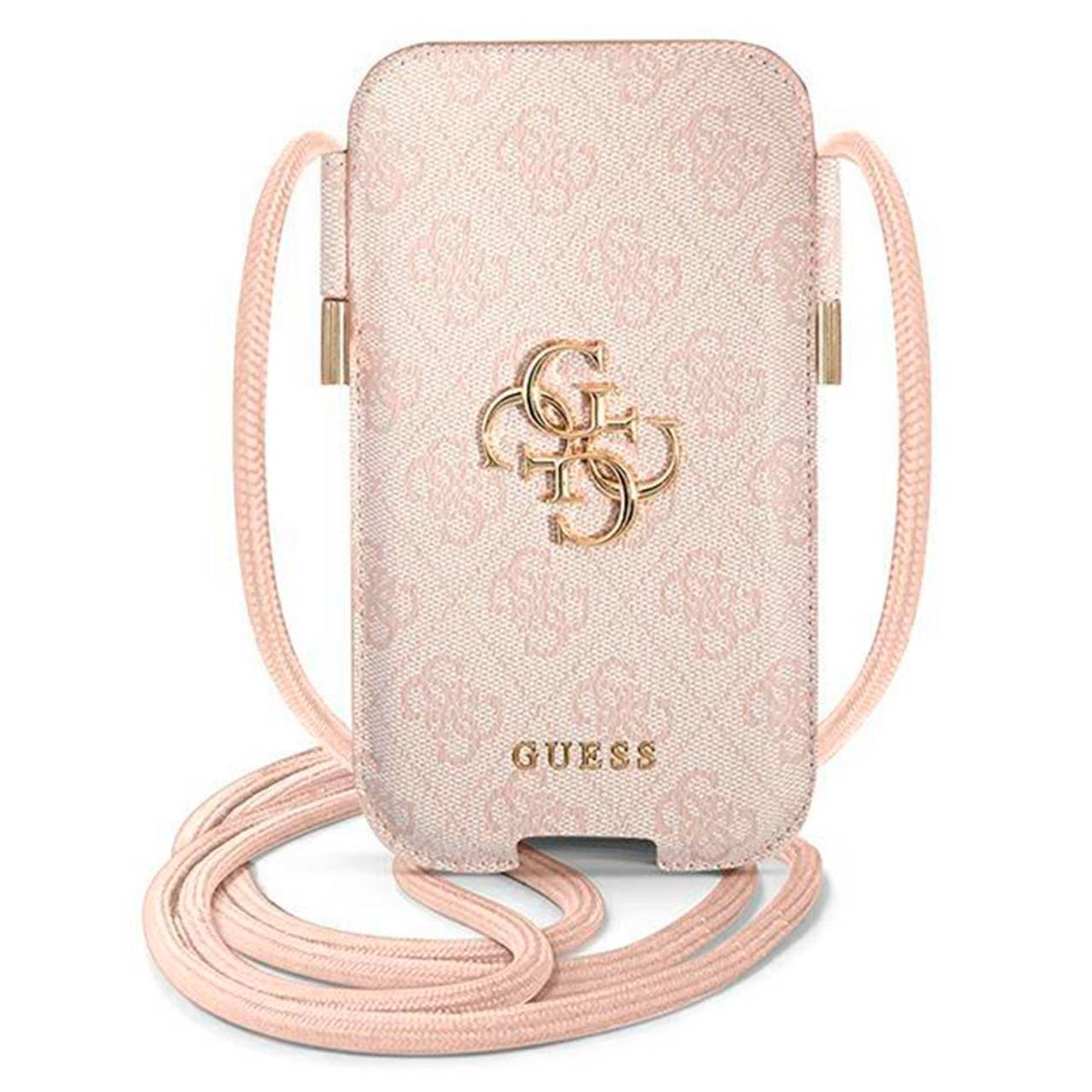 Guess Handytasche – elegante Umhängetasche für Smartphones mit goldenem Big Logo, AllOver 4G Logo Serie