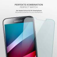 moex ShockProtect Klar für Samsung Galaxy S5 Neo – Panzerglas für kratzfesten Displayschutz, Ultra klar
