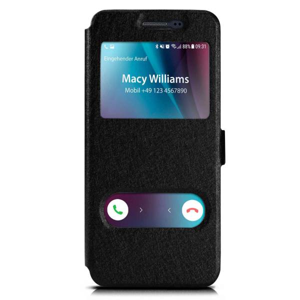 moex Comfort Case für Samsung Galaxy J5 (2015) – Klapphülle mit Fenster, ultra dünnes Flip Case