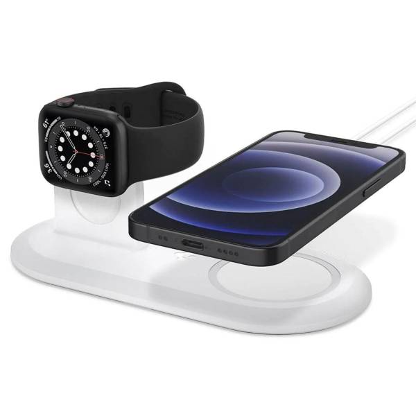 Spigen MagFit Duo – Doppel Ladestation, Smartphone und Smartwatch induktives Laden