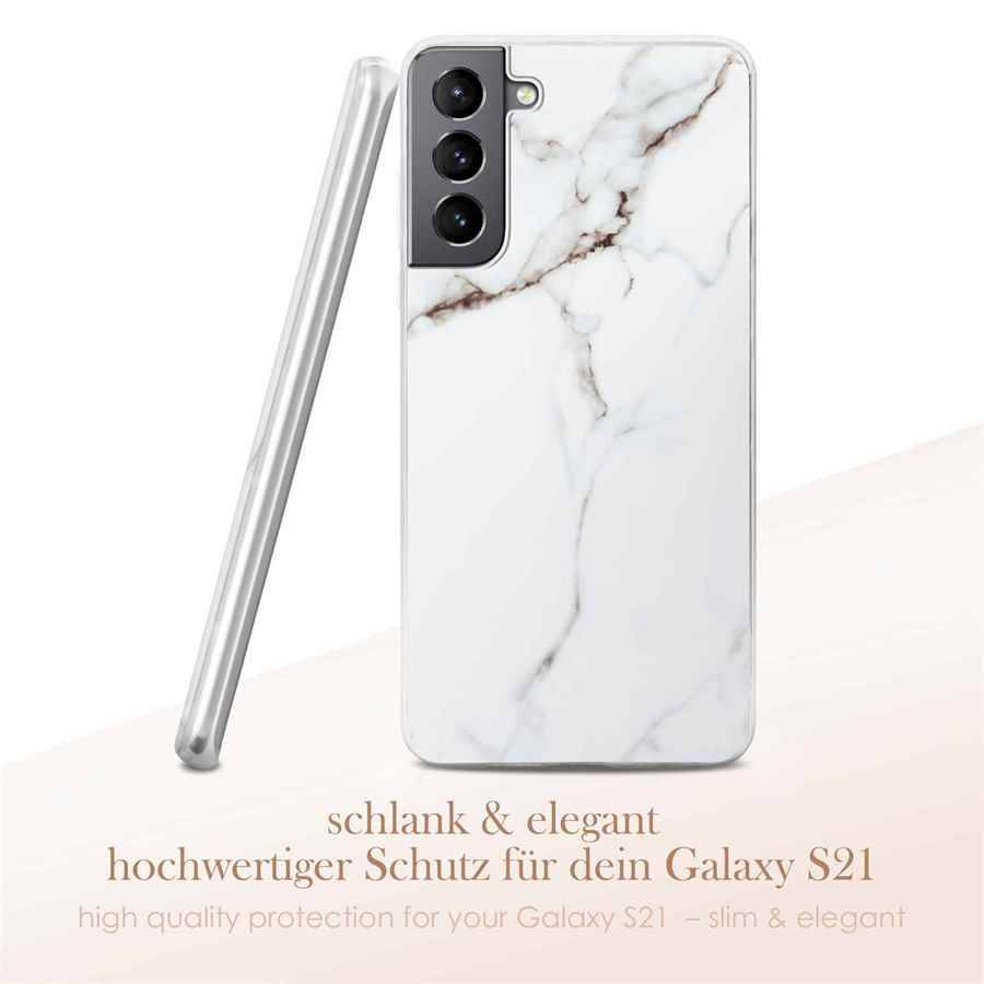 ONEFLOW Sense Case für Samsung Galaxy S21 Designer Hülle aus Silikon, Marmor Muster Handyhülle