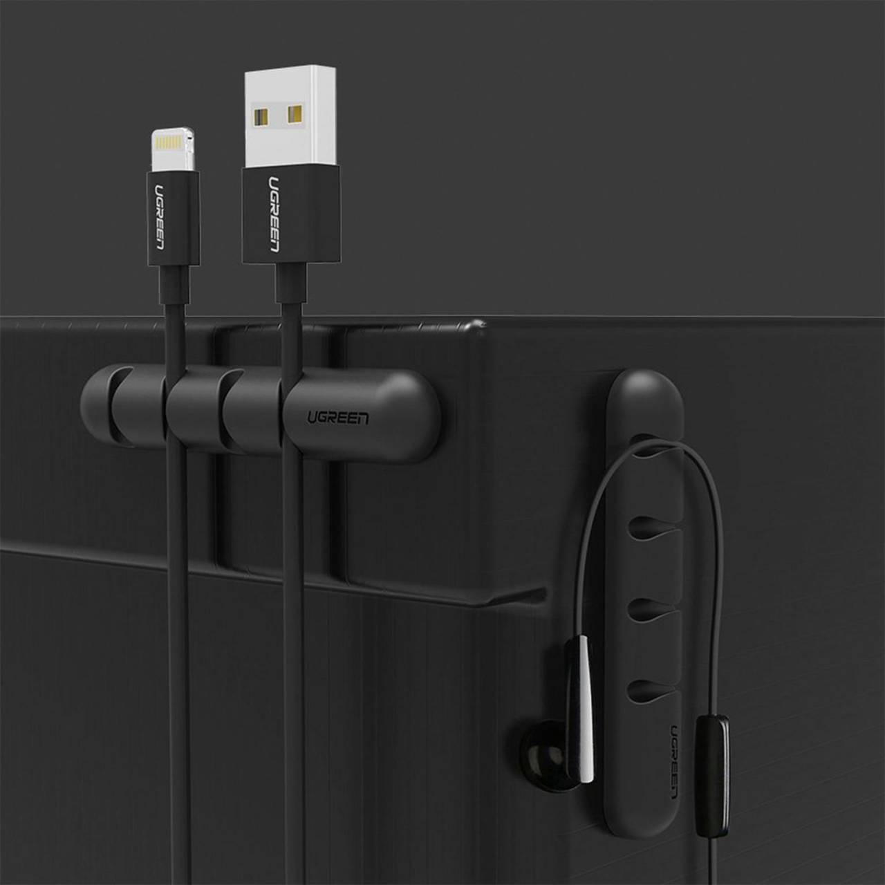 Ugreen Kabelorganisator – Selbstklebender Kabelhalter für Smartphone und andere Geräte, 2er Pack für je 4 Kabel
