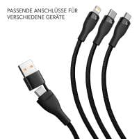 Baseus multifunktionales 3-in-1 Ladekabel - USB-C/Lightning/Micro-USB für Smartphones - 1,2 Meter - Fixe Länge – weiteres Produktbild 1