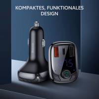 Baseus FM Transmitter Bluetooth 5.0 – Auto Musik Streaming, USB Schnellladegerät, Kfz Bluetooth Adapter