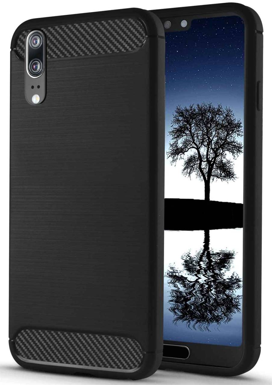 ONEFLOW Shift Case für Huawei P20 – Handyhülle aus robustem TPU in Carbon- & brushed Alu-Optik