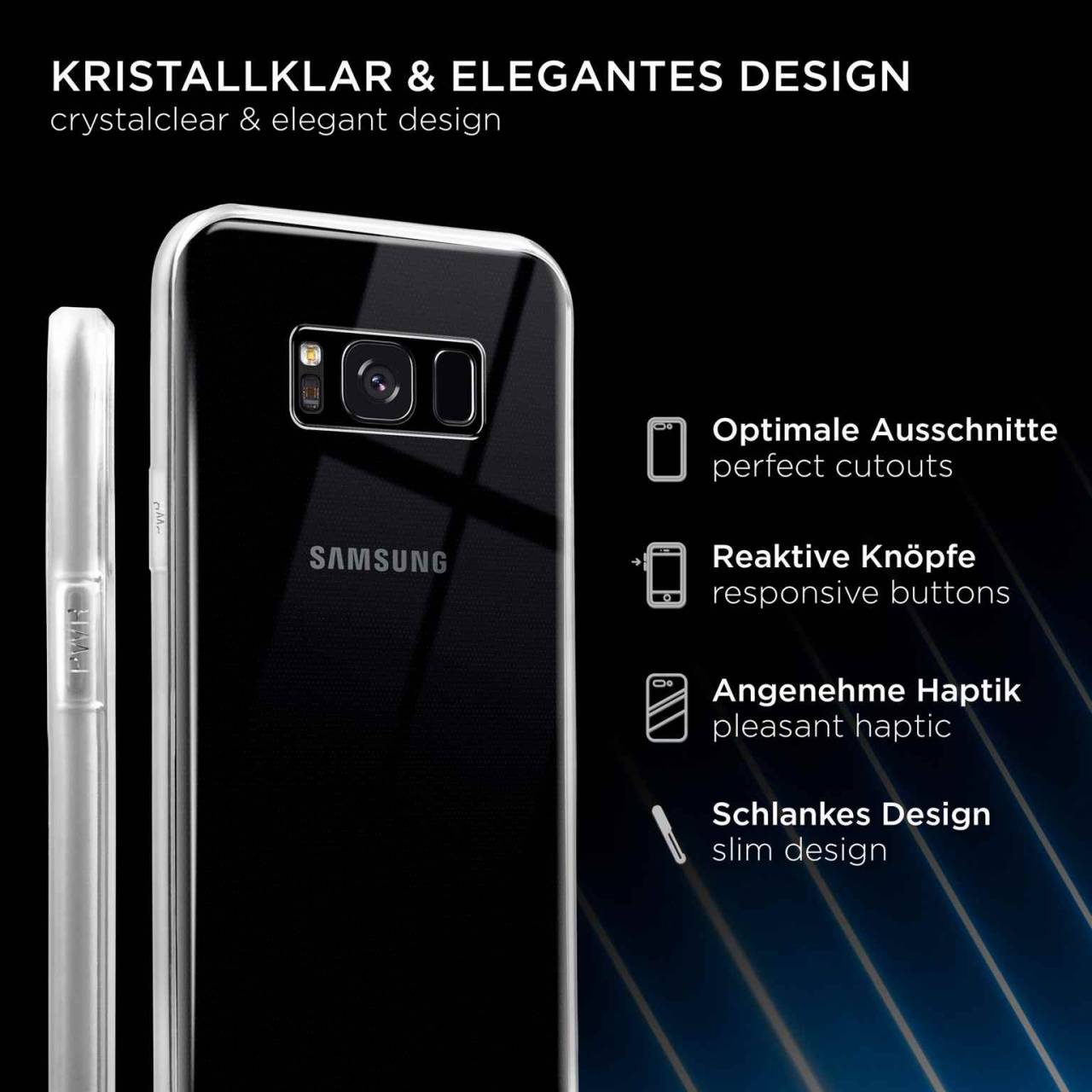 ONEFLOW Clear Case für Samsung Galaxy S8 Plus – Transparente Hülle aus Soft Silikon, Extrem schlank