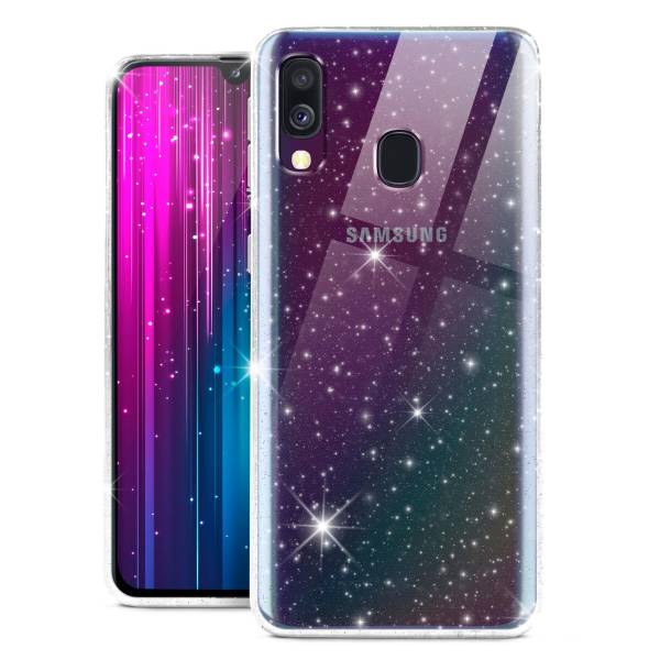 moex® Sparky Case für Samsung Galaxy A40 – Stylische Glitzer Hülle, ultra slim Handyhülle, durchsichtig