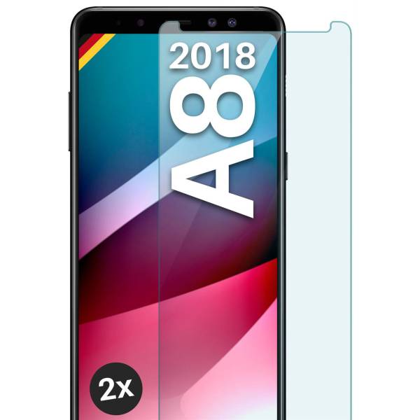 moex ShockProtect Klar für Samsung Galaxy A8 (2018) – Panzerglas für kratzfesten Displayschutz, Ultra klar