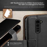 moex Book Case für LG K10 (2016) – Klapphülle aus PU Leder mit Kartenfach, Komplett Schutz