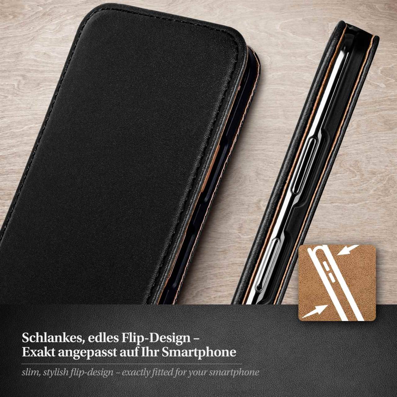 moex Flip Case für HTC One E8 – PU Lederhülle mit 360 Grad Schutz, klappbar