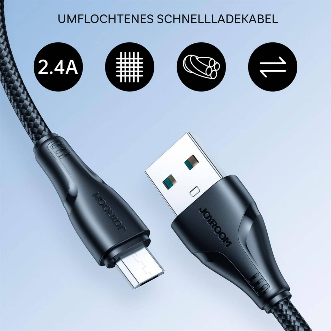 Joyroom Ladekabel – USB-A auf Micro-USB für Smartphones, Schnellladekabel Surpass Serie, Nylon, Länge 1,2 m