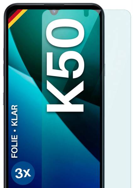 moex FlexProtect Klar für LG K50 – Schutzfolie für unsichtbaren Displayschutz, Ultra klar